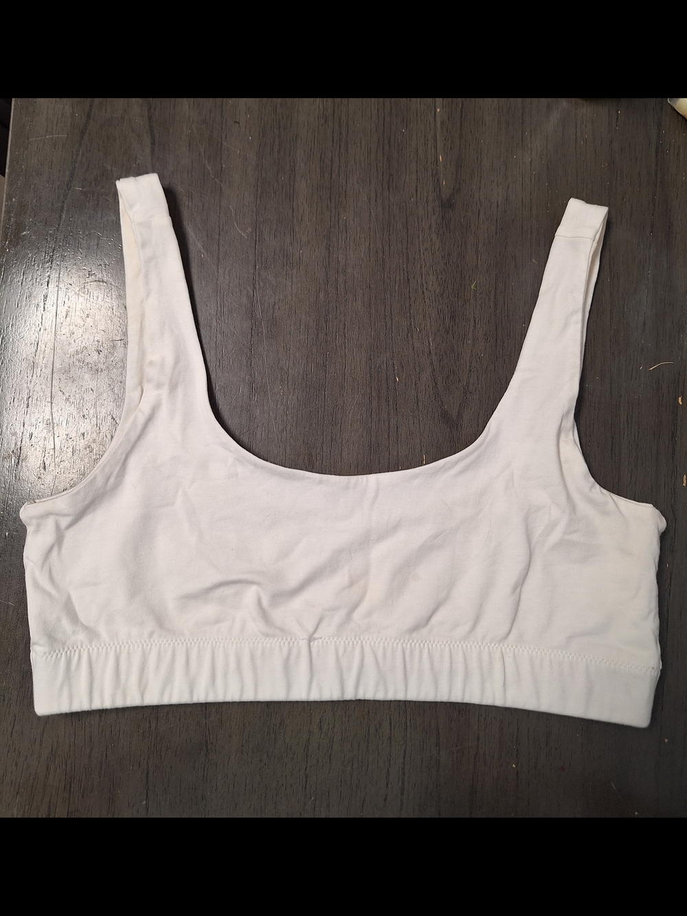PACT Organic Cotton Seamless Scoop Neck White Comfort Bra Lined (Small Flaw)